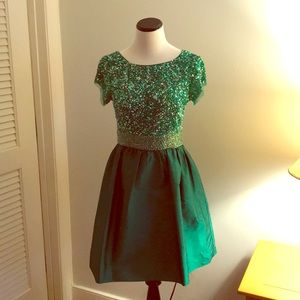 Holiday Sequin Dress in Emerald Green